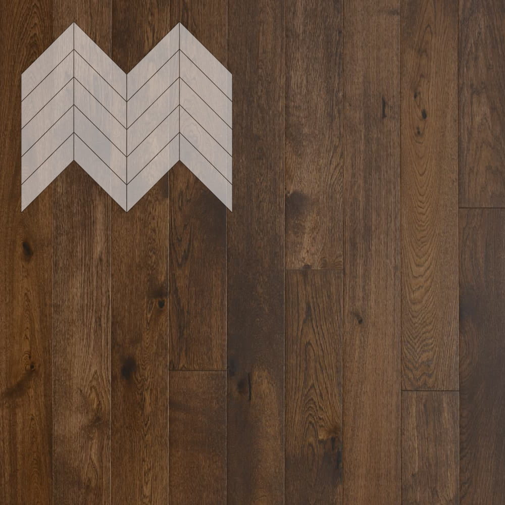 Паркет Елка Французская Lab Arte Chevron Дуб Рустик Коньяк лак 600/475х125х14/3/45°