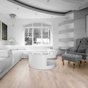 Паркетная доска Tarkett Сальса Premium Дуб MOONSTONE NAT BR O FL 2,658 м2 в интерьере
