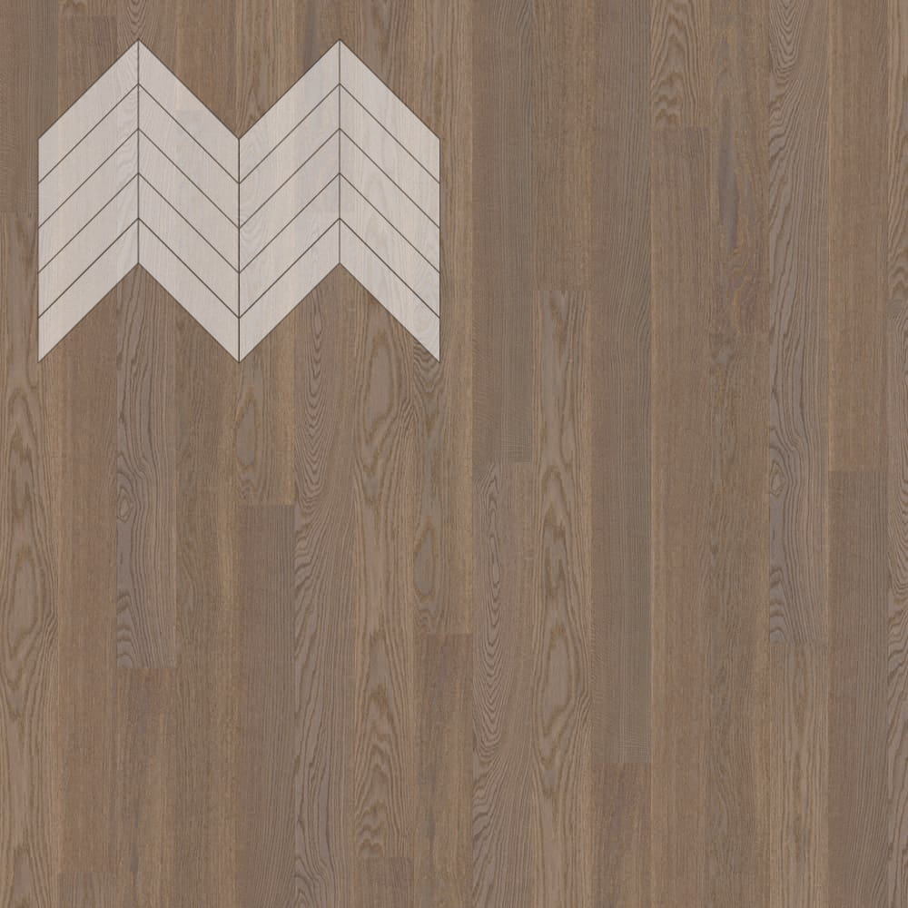 Паркет Елка Французская Lab Arte Chevron Дуб Натур Беж Сильвер лак 600/490х110х14/3/45°