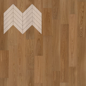 Паркет Елка Французская Lab Arte Chevron Дуб Натур Гридж лак 600/490х110х14/3/45° в интерьере