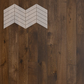 Паркет Елка Французская Lab Arte Chevron Дуб Натур Коньяк лак 400/348х90х14/3/60° в интерьере
