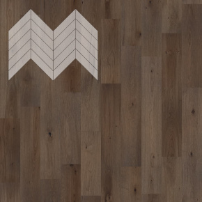 Паркет Елка Французская Lab Arte Chevron Дуб Селект Кайт лак 600/490х110х14/3/45° в интерьере