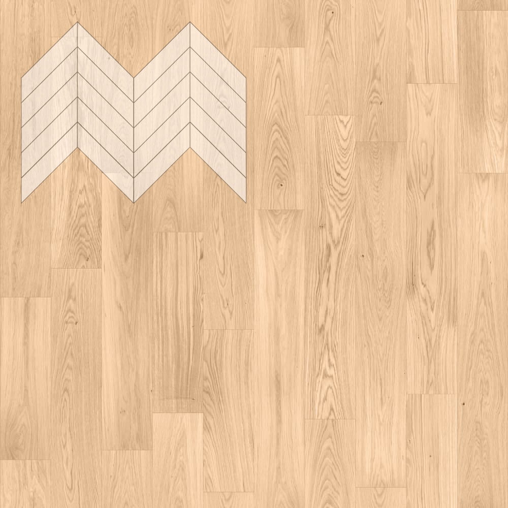Паркет Елка Французская Lab Arte Chevron Дуб Селект Блонд лак 600/490х110х14/3/45°